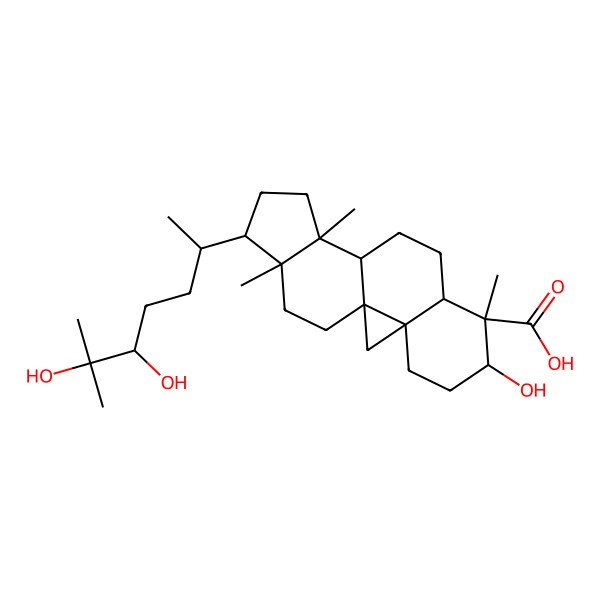 2D Structure of (1S,3R,6S,7S,8R,11S,12S,15R,16R)-15-[(2R,5S)-5,6-dihydroxy-6-methylheptan-2-yl]-6-hydroxy-7,12,16-trimethylpentacyclo[9.7.0.01,3.03,8.012,16]octadecane-7-carboxylic acid