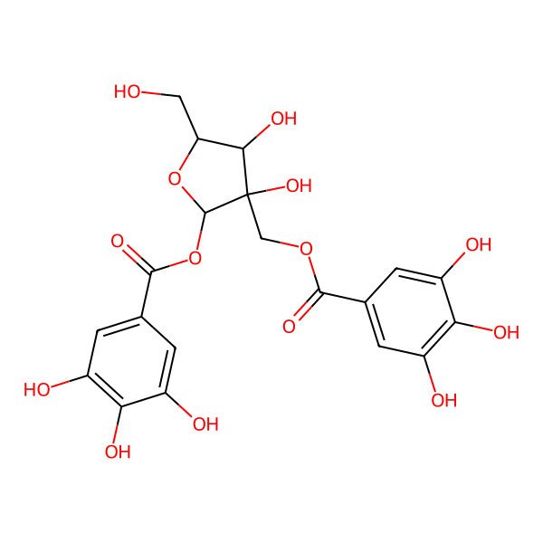 2D Structure of [(2R,3R,4R,5R)-3,4-dihydroxy-5-(hydroxymethyl)-2-(3,4,5-trihydroxybenzoyl)oxyoxolan-3-yl]methyl 3,4,5-trihydroxybenzoate