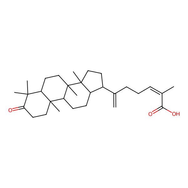 2D Structure of 2-Methyl-6-(4,4,8,10,14-pentamethyl-3-oxo-1,2,5,6,7,9,11,12,13,15,16,17-dodecahydrocyclopenta[a]phenanthren-17-yl)hepta-2,6-dienoic acid