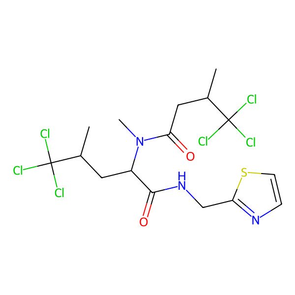 2D Structure of 5,5,5-trichloro-4-methyl-2-[methyl-(4,4,4-trichloro-3-methylbutanoyl)amino]-N-(1,3-thiazol-2-ylmethyl)pentanamide