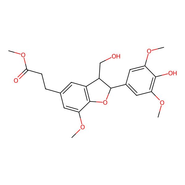 2D Structure of methyl 3-[(2S,3R)-2-(4-hydroxy-3,5-dimethoxyphenyl)-3-(hydroxymethyl)-7-methoxy-2,3-dihydro-1-benzofuran-5-yl]propanoate