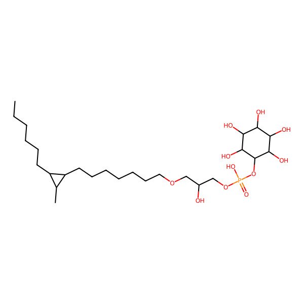 2D Structure of [3-[7-(2-Hexyl-3-methylcyclopropyl)heptoxy]-2-hydroxypropyl] (2,3,4,5,6-pentahydroxycyclohexyl) hydrogen phosphate
