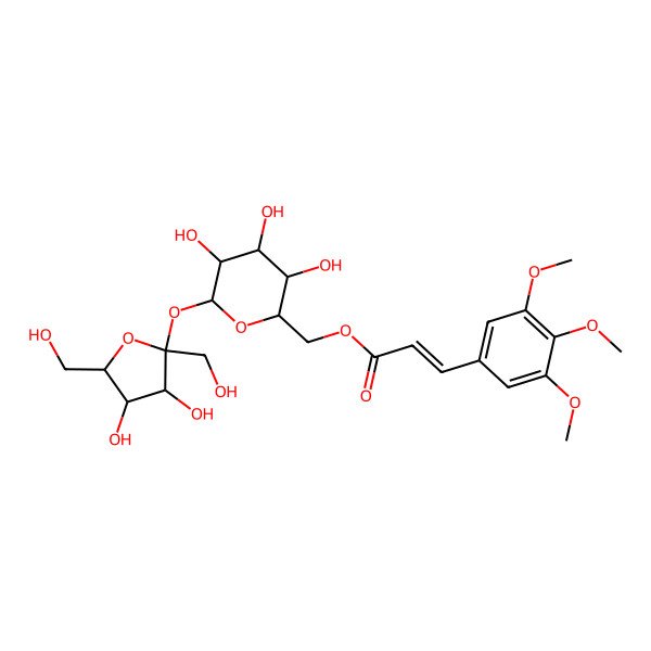 2D Structure of [6-[3,4-Dihydroxy-2,5-bis(hydroxymethyl)oxolan-2-yl]oxy-3,4,5-trihydroxyoxan-2-yl]methyl 3-(3,4,5-trimethoxyphenyl)prop-2-enoate