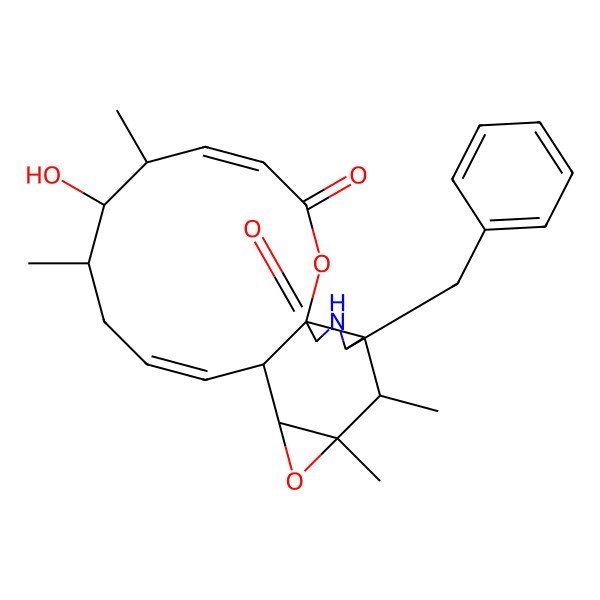 2D Structure of (4E,10E)-18-benzyl-7-hydroxy-6,8,15,16-tetramethyl-2,14-dioxa-19-azatetracyclo[10.8.0.01,17.013,15]icosa-4,10-diene-3,20-dione