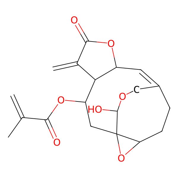 2D Structure of (15-Hydroxy-5-methylidene-6-oxo-7,14,16-trioxatetracyclo[8.4.3.01,13.04,8]heptadec-9-en-3-yl) 2-methylprop-2-enoate