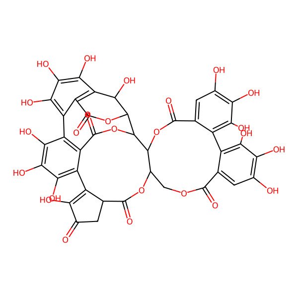 2D Structure of 7,8,9,12,13,14,26,29,30,31,34,35,36,45-Tetradecahydroxy-3,18,21,40,42-pentaoxanonacyclo[26.13.3.137,41.02,20.05,10.011,16.023,27.032,44.033,38]pentatetraconta-5,7,9,11,13,15,26,28,30,32(44),33(38),34,36-tridecaene-4,17,22,25,39,43-hexone
