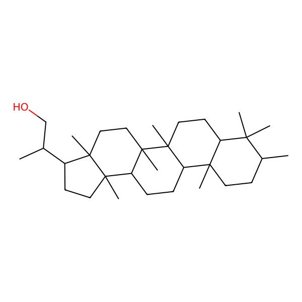 2D Structure of (2R)-2-[(3R,3aR,5aR,5bR,7aS,9R,11aS,11bR,13aR,13bR)-3a,5a,5b,8,8,9,11a,13b-octamethyl-2,3,4,5,6,7,7a,9,10,11,11b,12,13,13a-tetradecahydro-1H-cyclopenta[a]chrysen-3-yl]propan-1-ol