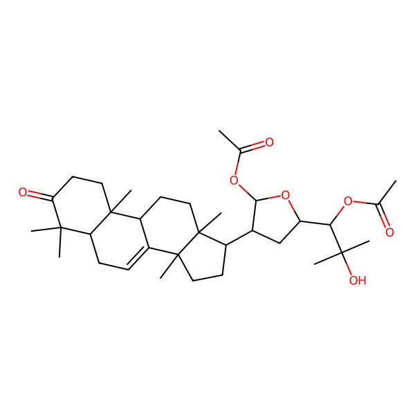 2D Structure of [(2S,3S,5S)-5-[(1R)-1-acetyloxy-2-hydroxy-2-methylpropyl]-3-[(5R,9R,10R,13S,14S,17S)-4,4,10,13,14-pentamethyl-3-oxo-1,2,5,6,9,11,12,15,16,17-decahydrocyclopenta[a]phenanthren-17-yl]oxolan-2-yl] acetate