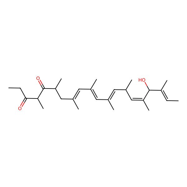 2D Structure of (8E,10E,12E,15E,18E)-17-hydroxy-4,6,8,10,12,14,16,18-octamethylicosa-8,10,12,15,18-pentaene-3,5-dione