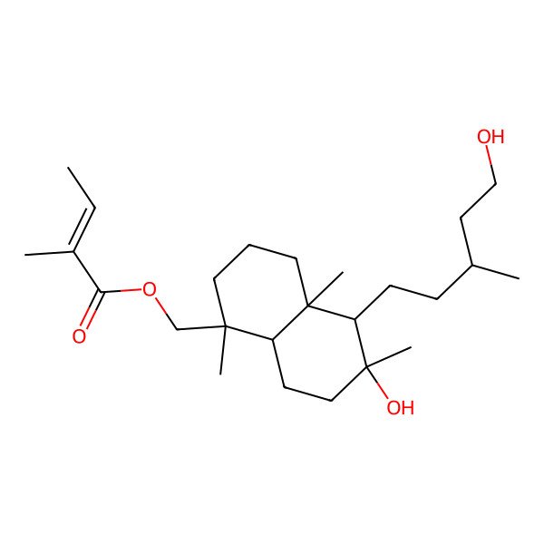 2D Structure of [6-hydroxy-5-(5-hydroxy-3-methylpentyl)-1,4a,6-trimethyl-3,4,5,7,8,8a-hexahydro-2H-naphthalen-1-yl]methyl 2-methylbut-2-enoate