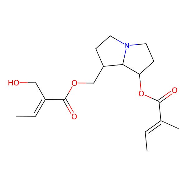 2D Structure of [(1S,7R)-7-[(E)-2-methylbut-2-enoyl]oxy-2,3,5,6,7,8-hexahydro-1H-pyrrolizin-1-yl]methyl (Z)-2-(hydroxymethyl)but-2-enoate