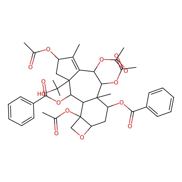2D Structure of [5,8,9,16-Tetraacetyloxy-2-benzoyloxy-3-(2-hydroxypropan-2-yl)-6,10-dimethyl-14-oxatetracyclo[8.6.0.03,7.013,16]hexadec-6-en-11-yl] benzoate
