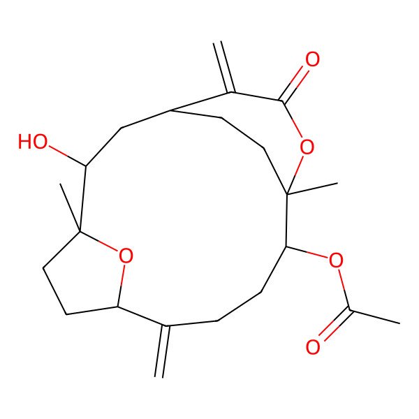 2D Structure of [(1R,3S,4R,7R,11R,12R)-3-hydroxy-4,12-dimethyl-8,15-dimethylidene-14-oxo-13,18-dioxatricyclo[10.3.2.14,7]octadecan-11-yl] acetate