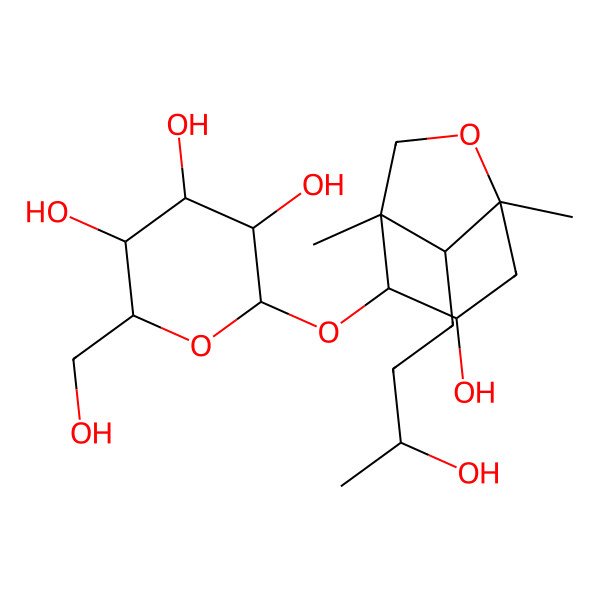 2D Structure of (2R,3R,4S,5S,6R)-2-[[(1S,2R,3R,5R,8R)-3-hydroxy-8-[(3R)-3-hydroxybutyl]-1,5-dimethyl-6-oxabicyclo[3.2.1]octan-2-yl]oxy]-6-(hydroxymethyl)oxane-3,4,5-triol
