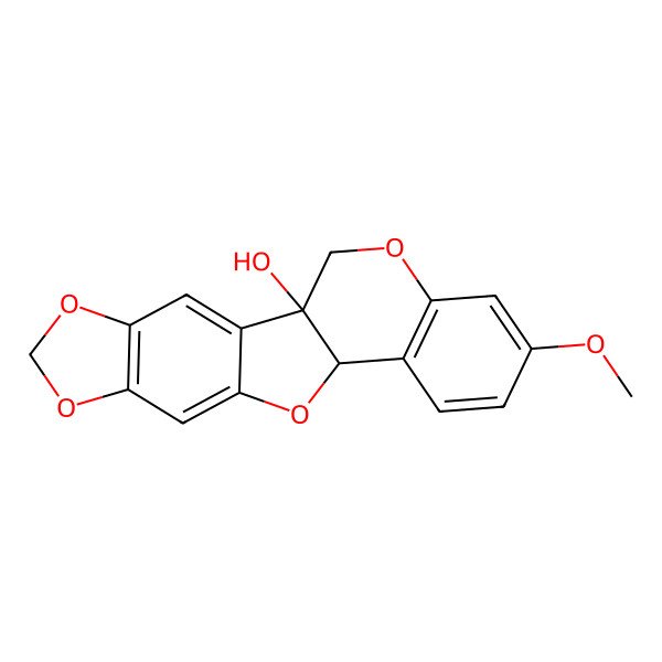 2D Structure of (1R,12S)-16-methoxy-5,7,11,19-tetraoxapentacyclo[10.8.0.02,10.04,8.013,18]icosa-2,4(8),9,13(18),14,16-hexaen-1-ol