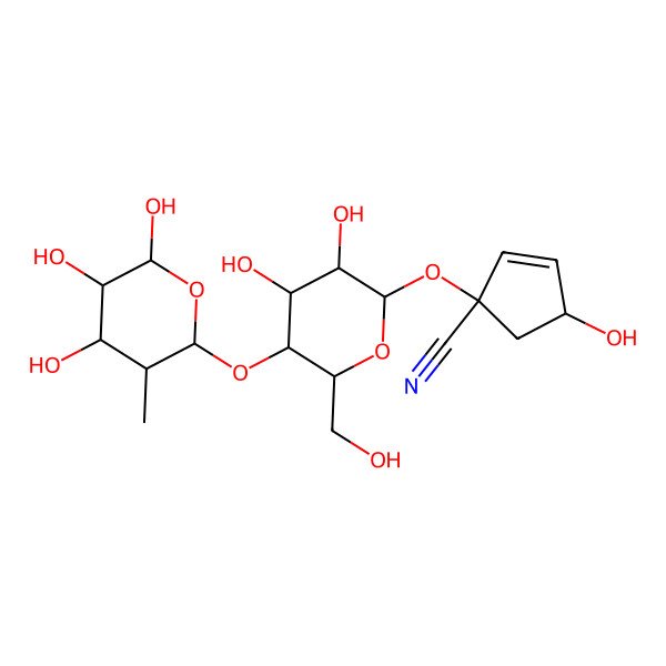 2D Structure of 1-[3,4-Dihydroxy-6-(hydroxymethyl)-5-(4,5,6-trihydroxy-3-methyloxan-2-yl)oxyoxan-2-yl]oxy-4-hydroxycyclopent-2-ene-1-carbonitrile