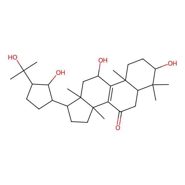 2D Structure of 3,11-Dihydroxy-17-[2-hydroxy-3-(2-hydroxypropan-2-yl)cyclopentyl]-4,4,10,13,14-pentamethyl-1,2,3,5,6,11,12,15,16,17-decahydrocyclopenta[a]phenanthren-7-one