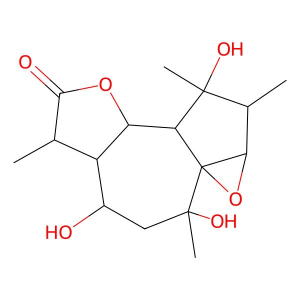 2D Structure of (1S,2R,4S,5R,6S,9S,10S,11R,12S,13R)-2,4,11-trihydroxy-2,6,11,12-tetramethyl-8,14-dioxatetracyclo[8.4.0.01,13.05,9]tetradecan-7-one