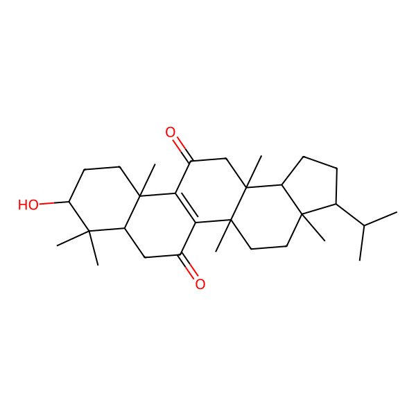 2D Structure of (3R,3aR,5aS,7aR,9S,11aS,13aS,13bR)-9-hydroxy-3a,5a,8,8,11a,13a-hexamethyl-3-propan-2-yl-1,2,3,4,5,7,7a,9,10,11,13,13b-dodecahydrocyclopenta[a]chrysene-6,12-dione