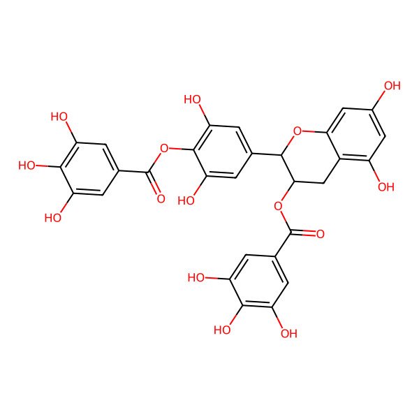 2D Structure of [2-[3,5-dihydroxy-4-(3,4,5-trihydroxybenzoyl)oxyphenyl]-5,7-dihydroxy-3,4-dihydro-2H-chromen-3-yl] 3,4,5-trihydroxybenzoate