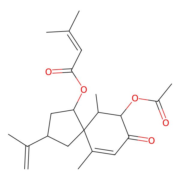 2D Structure of [(2R,4S,5S,6R,7S)-7-acetyloxy-6,10-dimethyl-8-oxo-2-prop-1-en-2-ylspiro[4.5]dec-9-en-4-yl] 3-methylbut-2-enoate