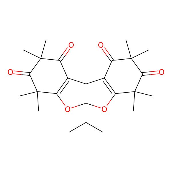 2D Structure of 2,2,4,4,7,7,9,9-Octamethyl-5abeta-isopropyl-1,2,3,4,5a,7,8,9,10,10bbeta-decahydrobenzofuro[2,3-b]benzofuran-1,3,8,10-tetraone
