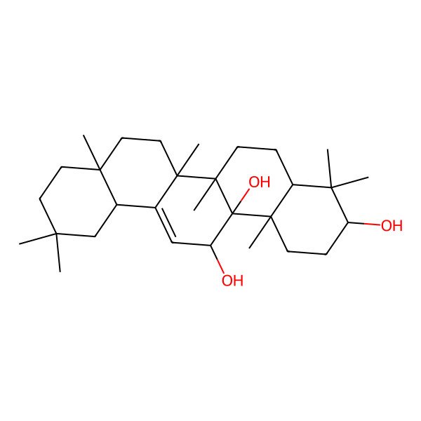 2D Structure of (3S,4aS,6aS,6bR,8aR,12aR,14R,14aS,14bS)-4,4,6a,6b,8a,11,11,14b-octamethyl-2,3,4a,5,6,7,8,9,10,12,12a,14-dodecahydro-1H-picene-3,14,14a-triol