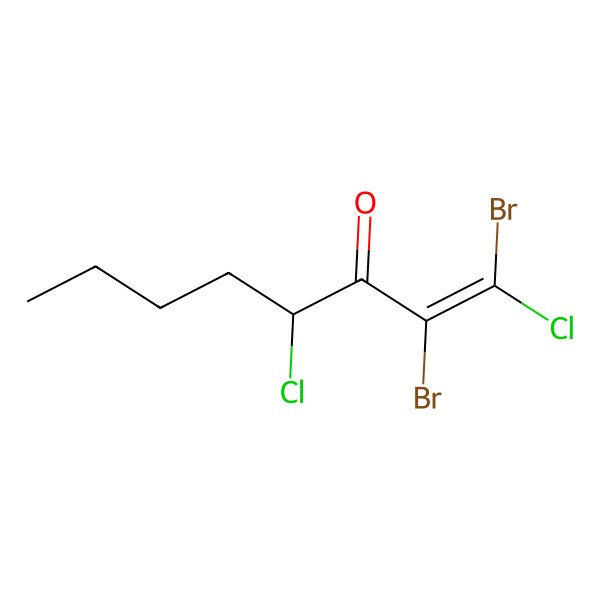 2D Structure of (E,4R)-1,2-dibromo-1,4-dichlorooct-1-en-3-one