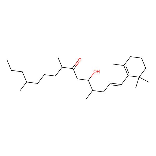 2D Structure of (E,4R,5S,8R,12S)-5-hydroxy-4,8,12-trimethyl-1-(2,6,6-trimethylcyclohexen-1-yl)pentadec-1-en-7-one