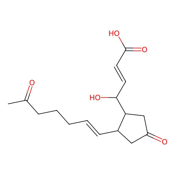 2D Structure of (E,4S)-4-hydroxy-4-[(1S,2R)-4-oxo-2-[(E)-6-oxohept-1-enyl]cyclopentyl]but-2-enoic acid