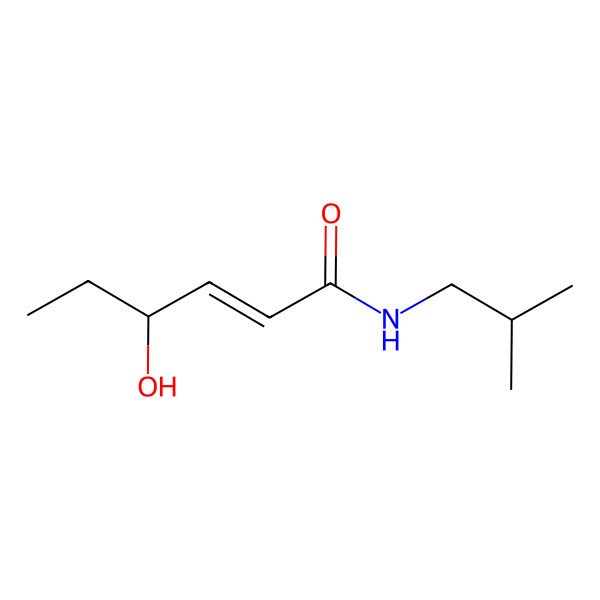 2D Structure of (E,4S)-4-hydroxy-N-(2-methylpropyl)hex-2-enamide 2D Structure of (E,4S)-4-hydroxy-N-(2-methylpropyl)hex-2-enamide