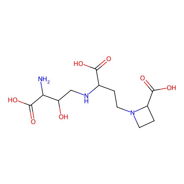 2D Structure of (2S)-1-[(3S)-3-[[(2R,3S)-3-amino-3-carboxy-2-hydroxypropyl]amino]-3-carboxypropyl]azetidine-2-carboxylic acid