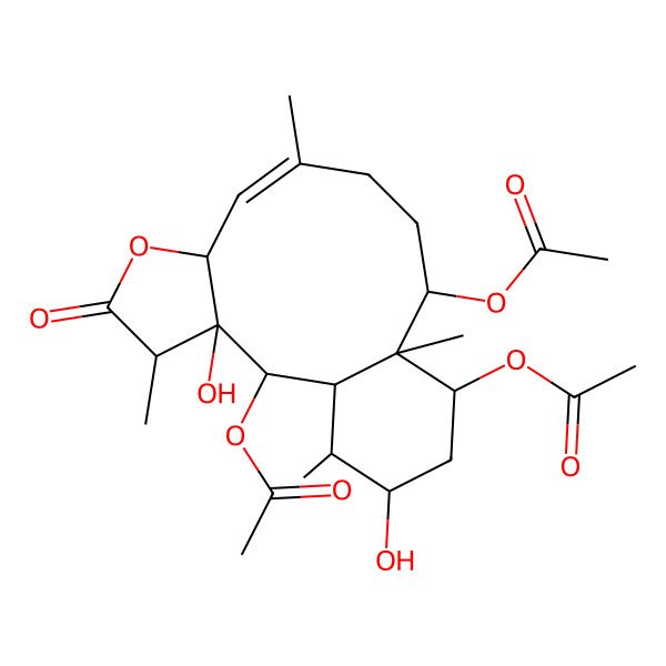 2D Structure of [(1S,2S,3R,4R,7S,8Z,12S,13S,14S,16S,17R)-2,14-diacetyloxy-3,16-dihydroxy-4,9,13,17-tetramethyl-5-oxo-6-oxatricyclo[11.4.0.03,7]heptadec-8-en-12-yl] acetate