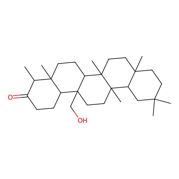 2D Structure of (4R,4aS,6aR,6aS,6bR,8aR,12aR,14aR,14bR)-14a-(hydroxymethyl)-4,4a,6a,6b,8a,11,11-heptamethyl-2,4,5,6,6a,7,8,9,10,12,12a,13,14,14b-tetradecahydro-1H-picen-3-one