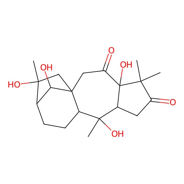2D Structure of (1R,4R,8S,9R,10R,13R,14R,16R)-4,9,14,16-tetrahydroxy-5,5,9,14-tetramethyltetracyclo[11.2.1.01,10.04,8]hexadecane-3,6-dione