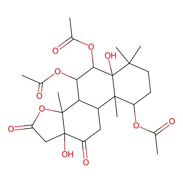 2D Structure of [(3aS,3bS,4R,5S,5aR,9S,9aS,9bS,11aR)-4,5-diacetyloxy-5a,11a-dihydroxy-3a,6,6,9a-tetramethyl-2,11-dioxo-3b,4,5,7,8,9,9b,10-octahydro-1H-naphtho[1,2-g][1]benzofuran-9-yl] acetate