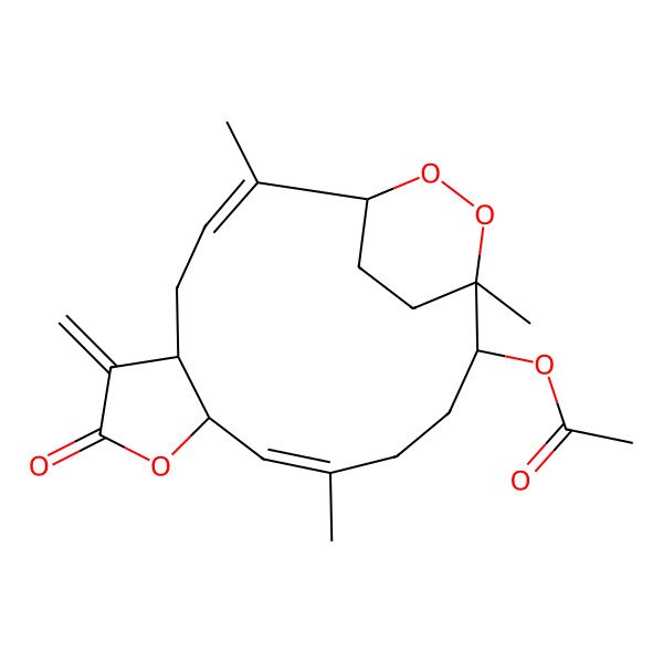 2D Structure of [(1R,2Z,5S,9S,10Z,14S,15R)-2,11,15-trimethyl-6-methylidene-7-oxo-8,16,17-trioxatricyclo[13.2.2.05,9]nonadeca-2,10-dien-14-yl] acetate