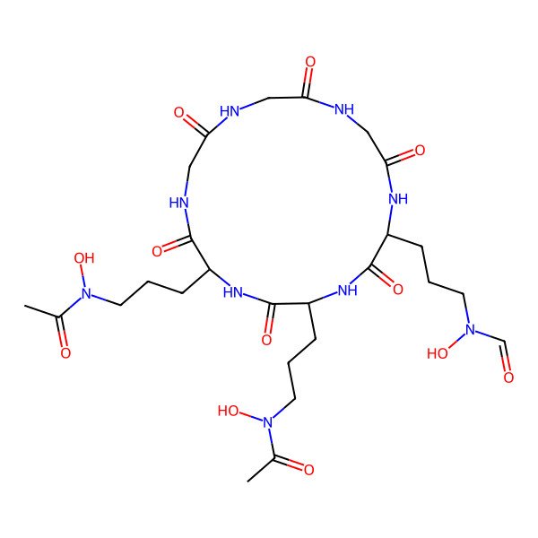2D Structure of N-[3-[(2S,14S,17S)-17-[3-[acetyl(hydroxy)amino]propyl]-14-[3-[formyl(hydroxy)amino]propyl]-3,6,9,12,15,18-hexaoxo-1,4,7,10,13,16-hexazacyclooctadec-2-yl]propyl]-N-hydroxyacetamide