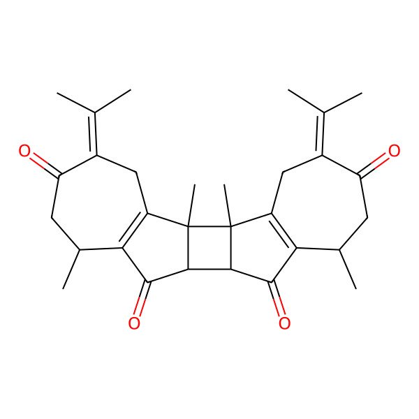 2D Structure of (1S,2S,11R,12R)-1,2,8,15-tetramethyl-5,18-di(propan-2-ylidene)pentacyclo[10.8.0.02,11.03,9.014,20]icosa-3(9),14(20)-diene-6,10,13,17-tetrone