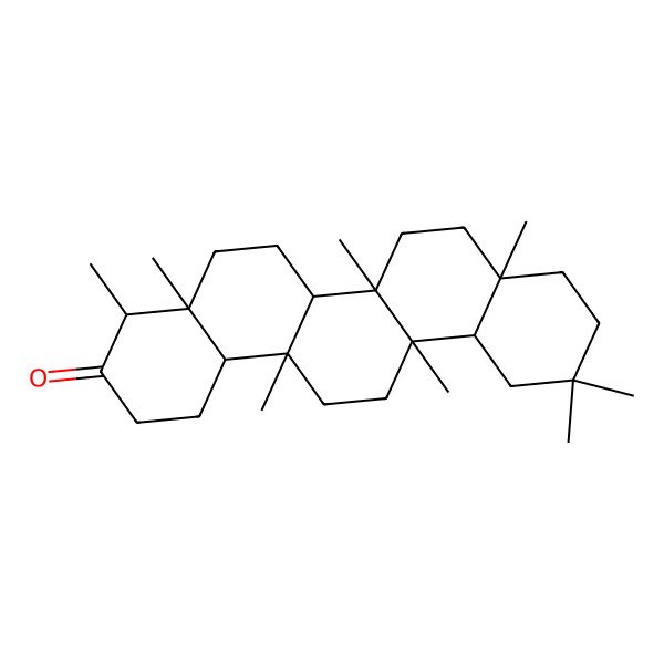 2D Structure of (4R,4aR,6aS,6aS,6bS,8aS,12aR,14aR,14bR)-4,4a,6a,6b,8a,11,11,14a-octamethyl-2,4,5,6,6a,7,8,9,10,12,12a,13,14,14b-tetradecahydro-1H-picen-3-one 2D Structure of (4R,4aR,6aS,6aS,6bS,8aS,12aR,14aR,14bR)-4,4a,6a,6b,8a,11,11,14a-octamethyl-2,4,5,6,6a,7,8,9,10,12,12a,13,14,14b-tetradecahydro-1H-picen-3-one