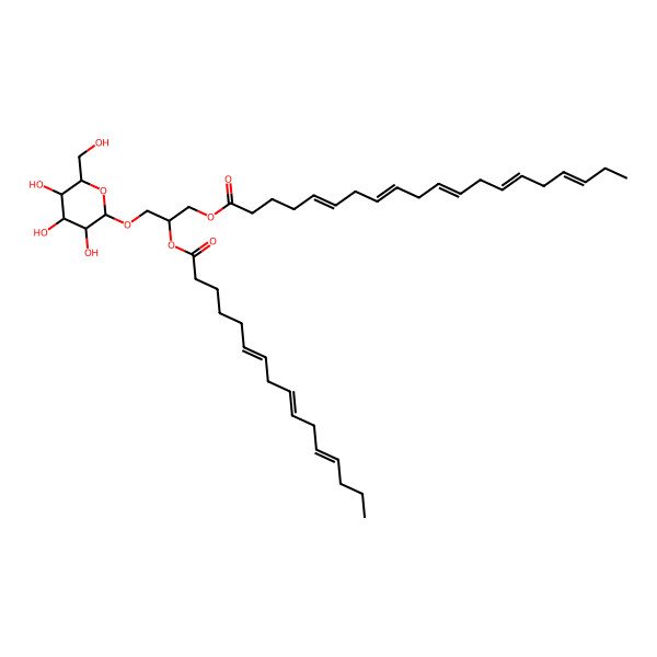 2D Structure of [2-Hexadeca-6,9,12-trienoyloxy-3-[3,4,5-trihydroxy-6-(hydroxymethyl)oxan-2-yl]oxypropyl] icosa-5,8,11,14,17-pentaenoate
