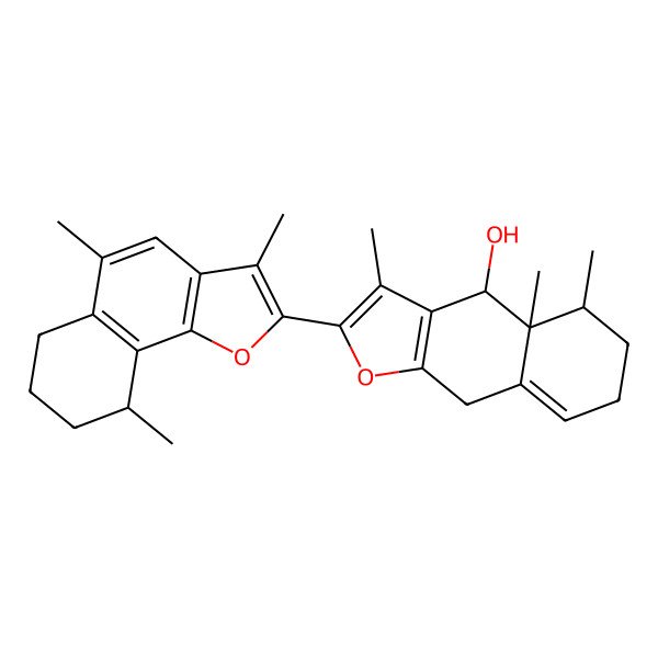 2D Structure of 3,4a,5-trimethyl-2-(3,5,9-trimethyl-6,7,8,9-tetrahydrobenzo[g][1]benzofuran-2-yl)-5,6,7,9-tetrahydro-4H-benzo[f][1]benzofuran-4-ol