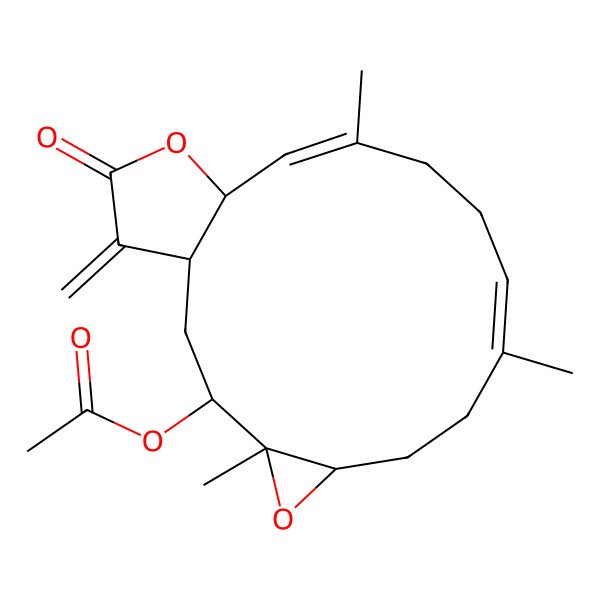 2D Structure of [(1S,3R,4R,6S,15S)-4,9,13-trimethyl-18-methylidene-17-oxo-5,16-dioxatricyclo[13.3.0.04,6]octadeca-9,13-dien-3-yl] acetate