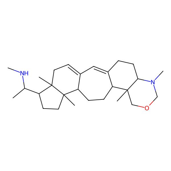 2D Structure of N-methyl-1-(6,10,15,19-tetramethyl-17-oxa-19-azapentacyclo[12.8.0.03,11.06,10.015,20]docosa-1,3-dien-7-yl)ethanamine