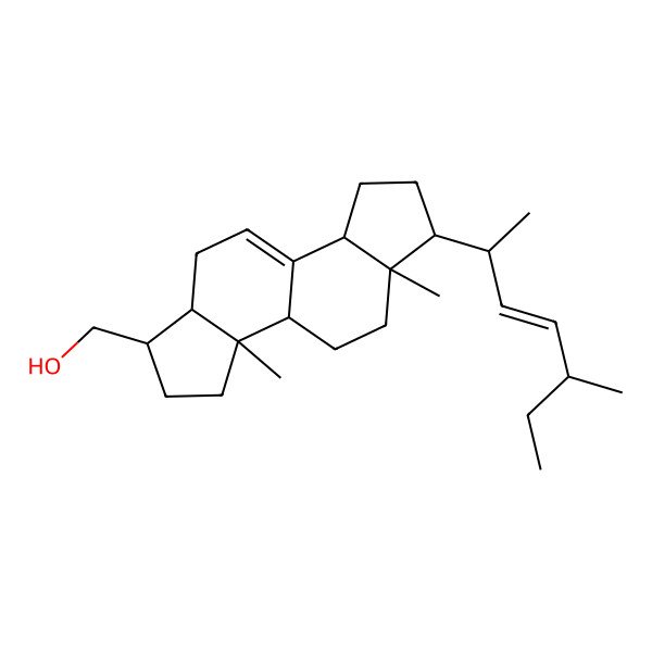 2D Structure of [(1S,3aS,3bR,5aR,6R,8aR,10aS)-3a,5a-dimethyl-6-[(E,2R,5S)-5-methylhept-3-en-2-yl]-1,2,3,3b,4,5,6,7,8,8a,10,10a-dodecahydroindeno[5,4-e]inden-1-yl]methanol