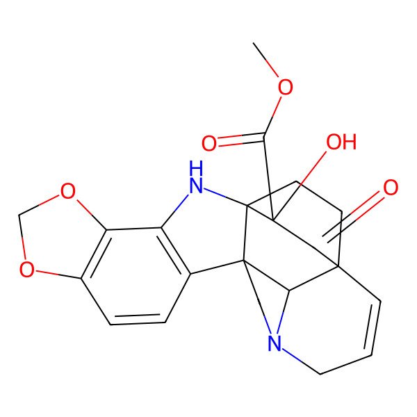 2D Structure of methyl (1S,12R,19R,21R,24R)-21-hydroxy-20-oxo-5,7-dioxa-2,15-diazaheptacyclo[17.2.2.112,15.01,12.03,11.04,8.019,24]tetracosa-3(11),4(8),9,17-tetraene-21-carboxylate