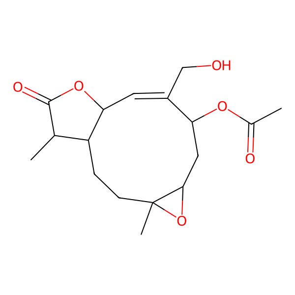 2D Structure of [(1S,4R,6R,8S,11R,14R)-9-(hydroxymethyl)-4,14-dimethyl-13-oxo-5,12-dioxatricyclo[9.3.0.04,6]tetradec-9-en-8-yl] acetate