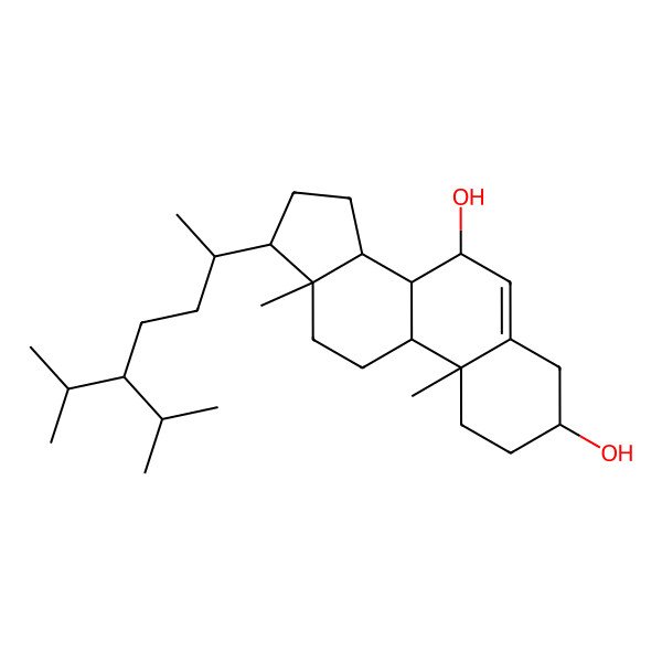 2D Structure of (3S,7S,8S,9S,10R,13R,14S,17R)-10,13-dimethyl-17-[(2R)-6-methyl-5-propan-2-ylheptan-2-yl]-2,3,4,7,8,9,11,12,14,15,16,17-dodecahydro-1H-cyclopenta[a]phenanthrene-3,7-diol
