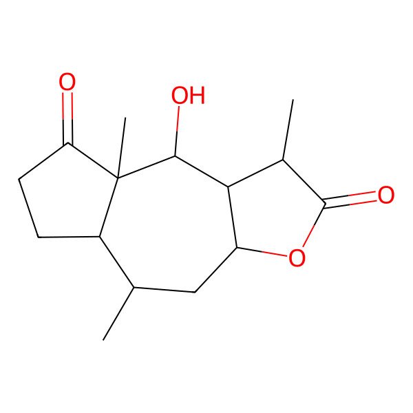 2D Structure of (1S,3aS,5R,5aS,8aR,9S,9aS)-9-hydroxy-1,5,8a-trimethyl-3a,4,5,5a,6,7,9,9a-octahydro-1H-azuleno[6,7-b]furan-2,8-dione