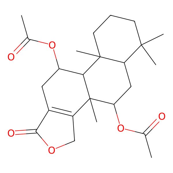 2D Structure of [(3bR,4S,5aS,9aS,9bR,10S)-10-acetyloxy-3b,6,6,9a-tetramethyl-1-oxo-3,4,5,5a,7,8,9,9b,10,11-decahydronaphtho[2,1-e][2]benzofuran-4-yl] acetate